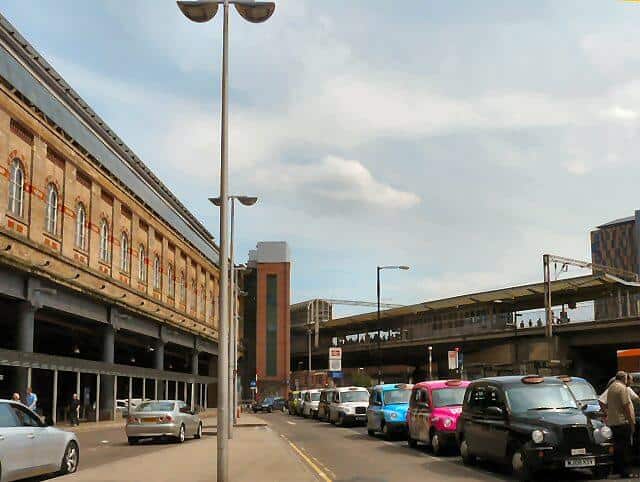 Row of coloured taxis